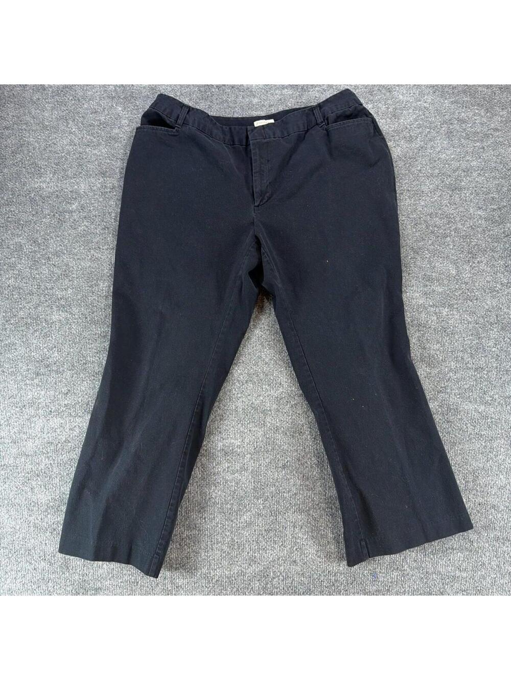 St. Johns Bay Woman Stretch Navy Cropped Pants Flare - 22WP,‎ Plus Size
